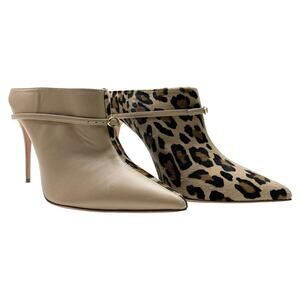 JENNIFER CHAMANDI Alberto 105mm Mules EU 39.5 US 9.5 Beige Pony Leopard Stiletto